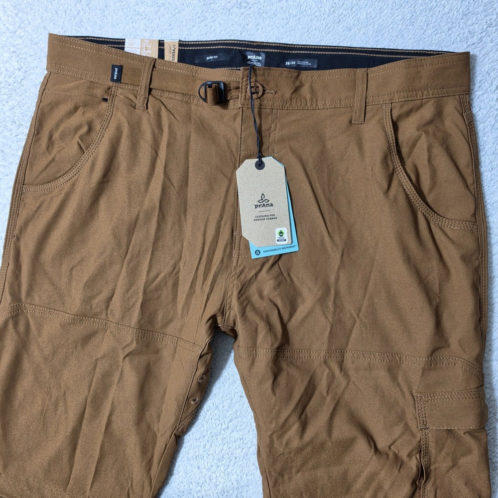 NEW Prana Stretch Zion Slim Pant II Mens 38/34 Sepia Stretch Tapered Fit $95